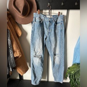 Topshop Original Topman light wash distressed baggy  y2k jeans